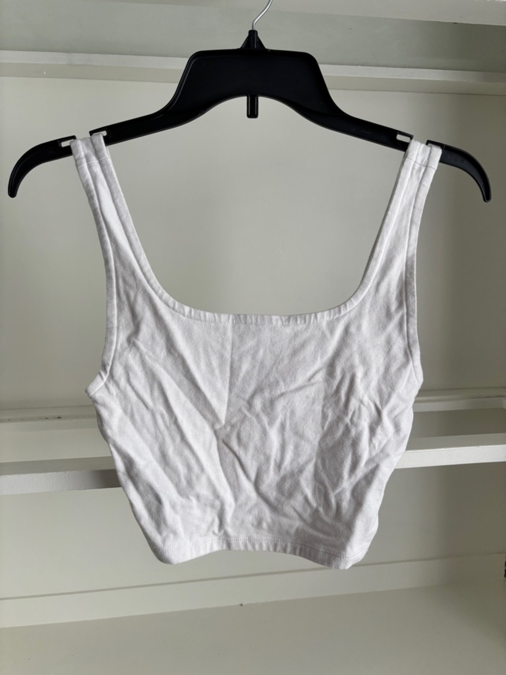American Eagle Outfitters White Ribbed Scoop Crop Tank